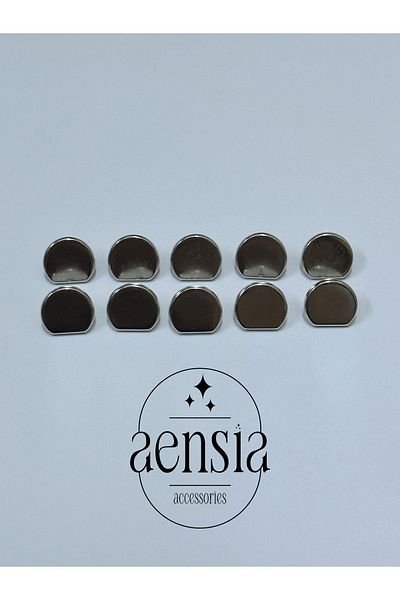 aensia Semicircle Cut Silver Six metal Shirt Button - 1.14 Cm Pack of 10 Buttons
