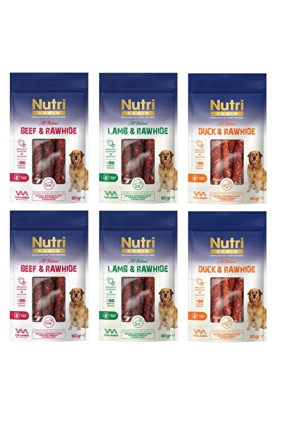 Nutri Canin Rawhide Kemik 3 Çeşit Karma Köpek Ödülü 80 Gr. X 6 Adet