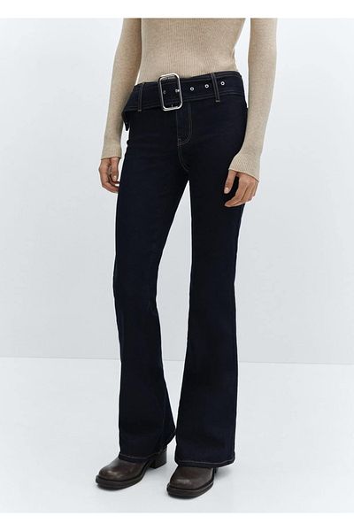 MANGO Woman Jean Flare cu centură