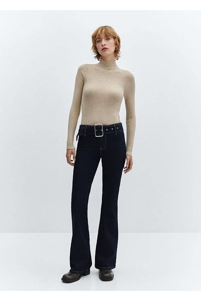 MANGO Woman Jean Flare cu centură