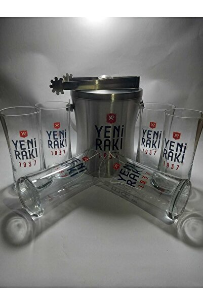 POYRAZSANAT Rakı Bardağı 6 Adet Ve Buz Kovası