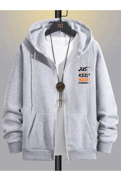 DEEPSENCE Gray Men's Winter Sweatshirt Jacket - Hooded and Zippered