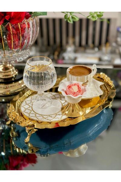 hediye ESTERHOMEDECOR 6’lı metal sunum tepsisi