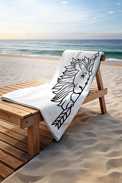 Walltage Men's Lion Patterned Towel - Beach, 75cm x 150cm