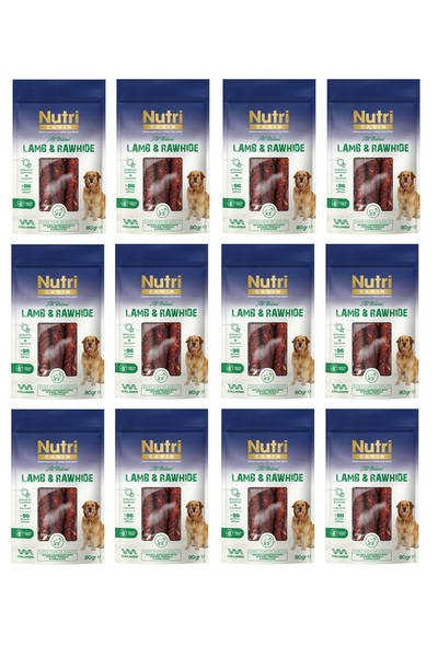 Nutri Canin Rawhide Kemik Kuzu Etli Köpek Ödülü 80 Gr. X 12 Adet