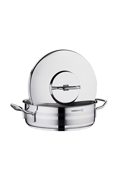 KORKMAZ Stainless Steel Short Pot - New Series 30x11 cm 7.5LT Induction Base