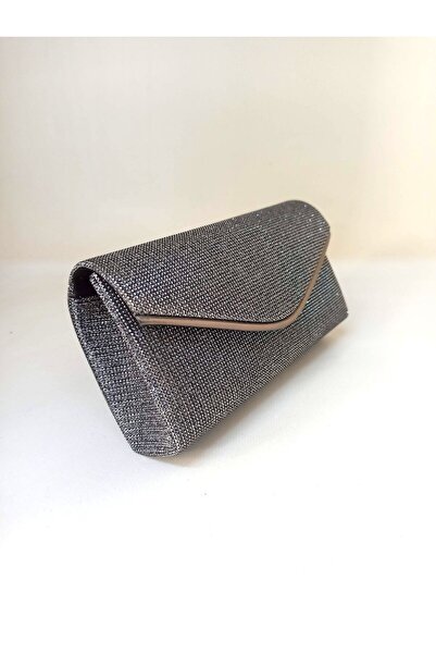 dizaynbag Kadın platin simli biye aksesuarlı abiye çanta