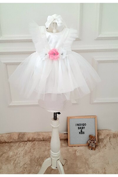 Baby Kız Bebek Askılı Mevlut Elbise Beyaz Doğum Günü Elbise