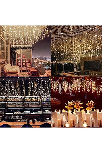 Genel Markalar 4 Metre Fişli 16 Saçaklı 8 Fonksiyonlu Eklenebilir Led Sarkıt ...