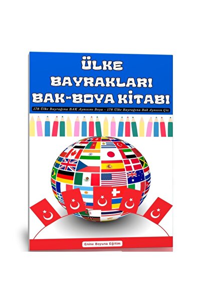 Enine Boyuna Eğitim Ülke Bayrakları Bak-BOYA Kitabı (178 ÜLKE Bayrağı)