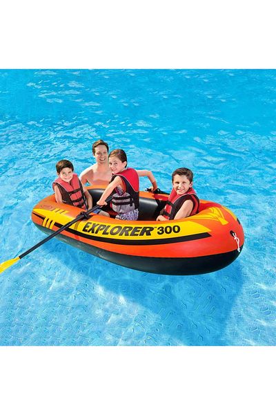 Intex Pool and Sea Riding Boat - Paddle Inflatable Boat Set, Explorer 300-211x117x41 cm