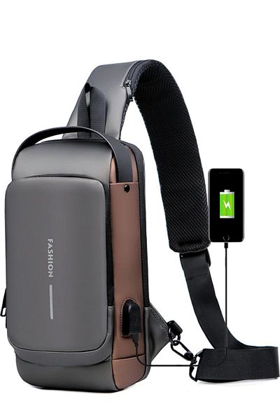 samilon Τσάντα στήθους Αδιάβροχη τσάντα ώμου USB Αντικλεπτική Ταξίδι