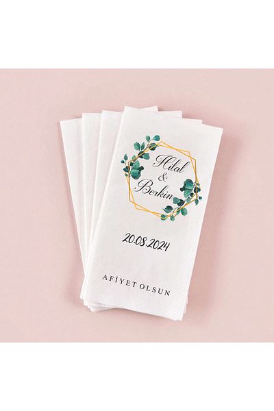 Gizem Graphic Pack of 50 Printed Promise, Engagement and Wedding Napkins