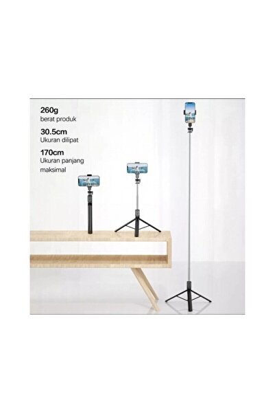 Asfal Gopro Uyumlu, Bluetooth Kumandalı, 170 Cm Selfie Çubuğu Ve Tripod Telef...