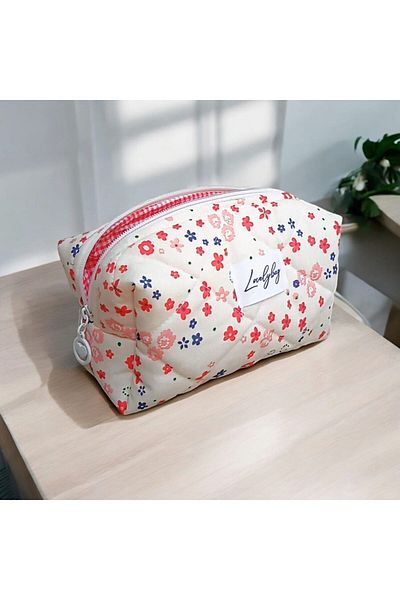 LOVELYBAG κρεμ λουλούδι τσάντα μακιγιάζ