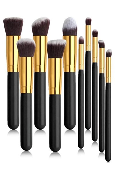 hbtasarim Profesyonel Siyah Saplı 10'lu Makyaj Fırça Seti