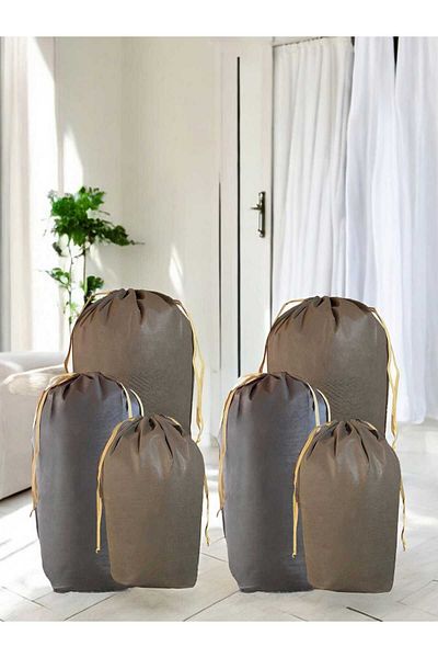Balkan Room Комплект от 6 кафяви чанти за съхранение - 2XXL, 2XL, 2L чанта за носене и чанта за съхранение на възглавници за завивки