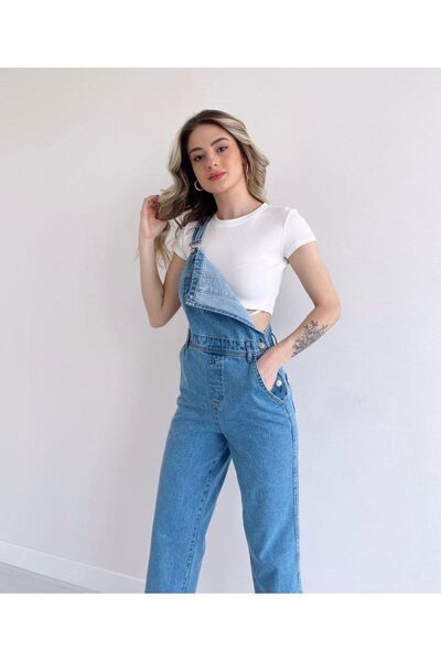 BelezaStore Salopetă Denim Salopet Salopetă Lungă Denim Albastru deschis