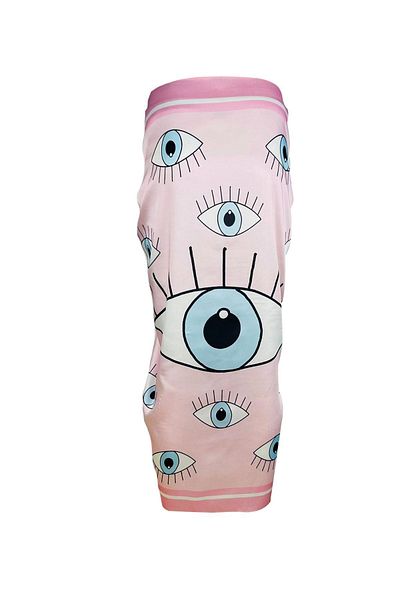Rs Ramuni Pareo Shiny Fabric Pink Eye Patterned Pareo 145x95