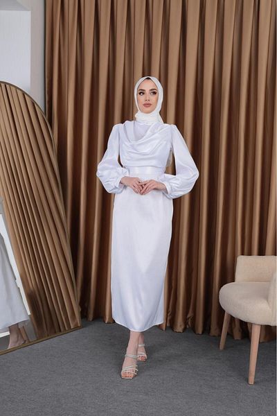 modadeywearst Satin Hijab Evening Dress - Dagaje Cut