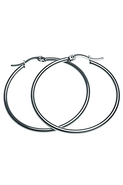 Star Kadın Çelik Halka Küpe Paslanmaz 4 Cm