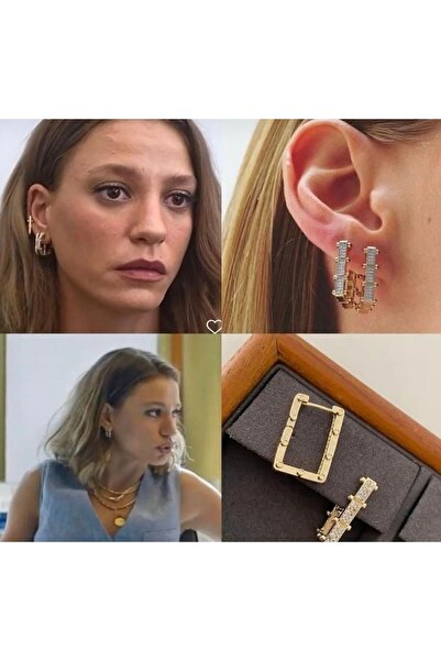 alsaccessories Premium Gold Renk Serenay Küpesi Kimler Geldi kimler Geçti Ley...