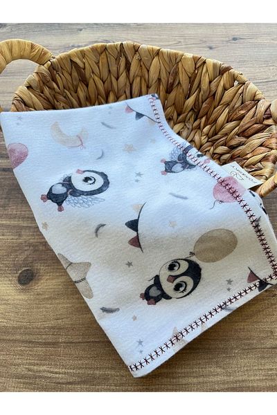 Fox&Sky 100% Organic Cotton Embroidered Flannel Baby Blanket – White Plum – 80X120 cm