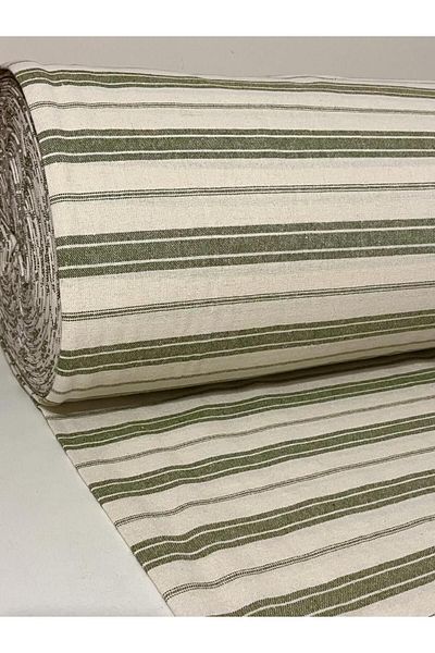 KAMİZ Striped Cotton Linen Fabric Green