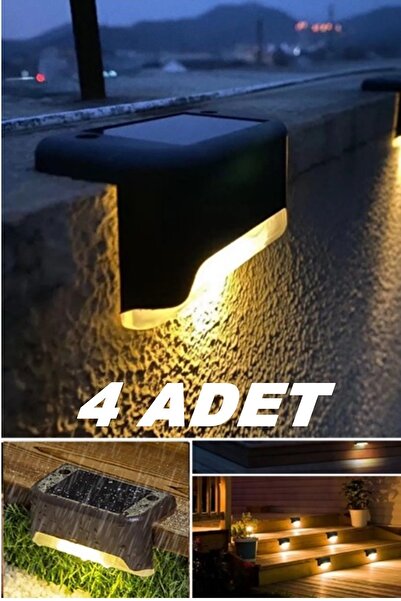 İndirimKap 4 Adet Köşebent Merdiven Veranda Solar Güneş Enerjili Bahçe Led La...