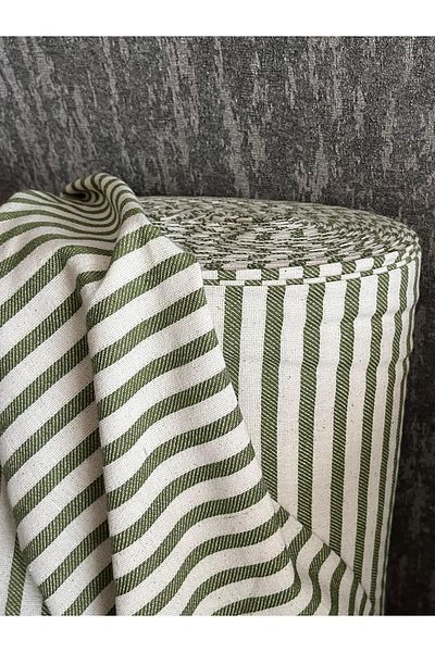 KAMİZ Emerald Striped Linen-washed Cotton 100x230 Cm Home Textile Is Suitable