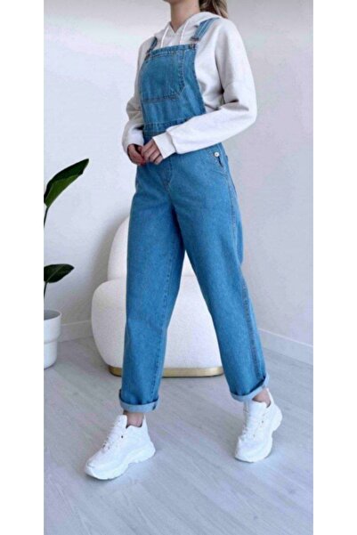 BelezaStore Salopetă de damă, albastru deschis, din blugi Gardener Salopet Sports, cu blugi