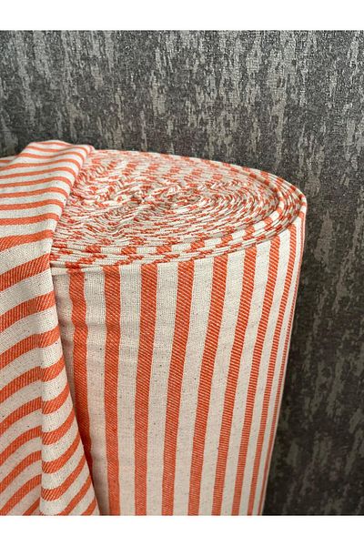 KAMİZ 100x230 cm Πορτοκαλί ριγέ λινό εξωτερικά ενδύματα - Κατάλληλο για οικιακά υφάσματα