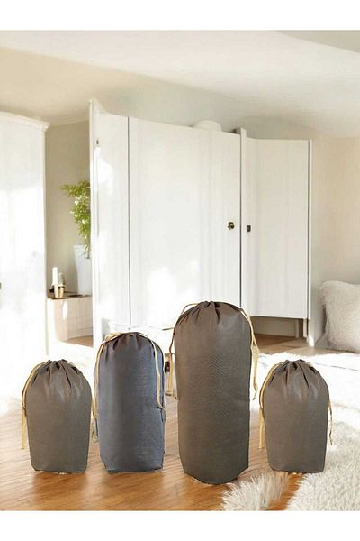 Balkan Room Комплект от 4 кафяви чанти за съхранение - XXL, XL, 2L - Чанта за носене и чанта за съхранение на пране с възглавници