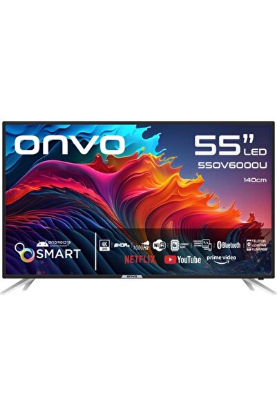 ONVO 55OV6000U 55" 140 Ekran Uydu Alıcılı 4K Ultra Hd Androıd Smart LED Tv