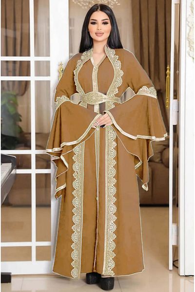 FLORA TEKSTİL 2-piece lace Embroidered and Embroidered Kaftan Set - KFT 411404