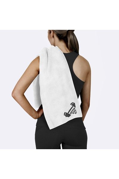The Lucid Lab Never Give Up / White Sports Towel