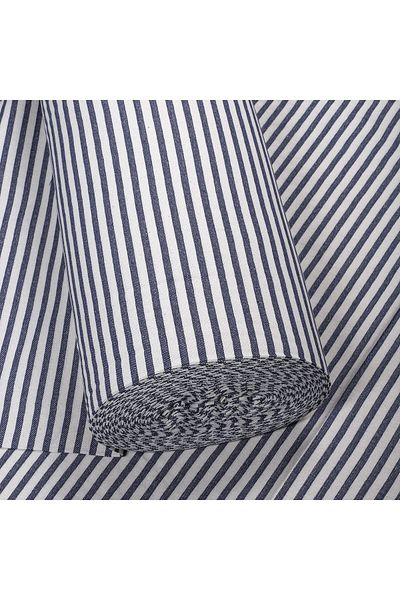 KAMİZ Navy Blue ριγέ λινό ύφασμα - Πλυμένο λινό ύφασμα 100x230cm