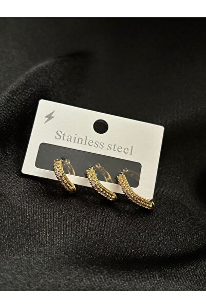 PRİDE COLLECTİON Üçlü çelik küpe