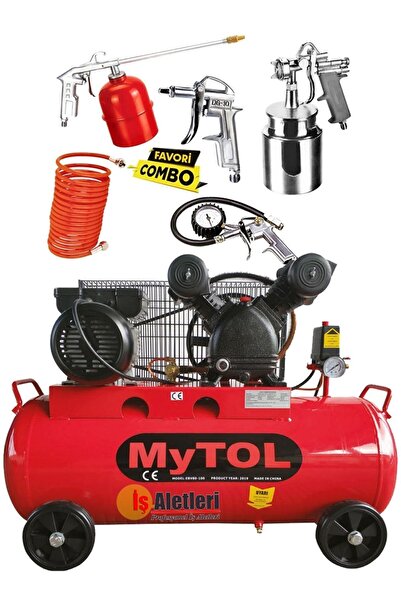MYTOL 200 Litre Hava Kompresörü 8 Bar 3 Hp Ve 5 Parça Havalı Alet Seti