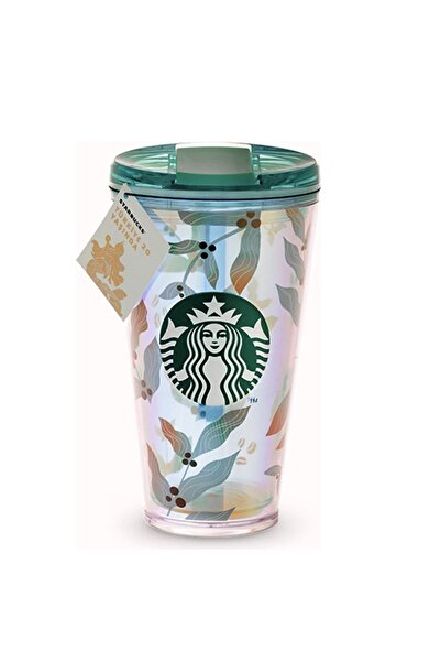 Starbucks ® 20. Yıl Yaprak Desenli Plastik Termos - Mavi - 473 ml -
