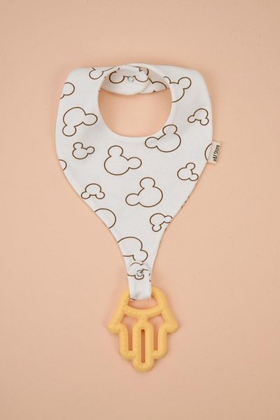 e&f Store Pacifier Holder Bib - 100% Cotton Fabric Pacifier Hanger with Cute Mouse Pattern