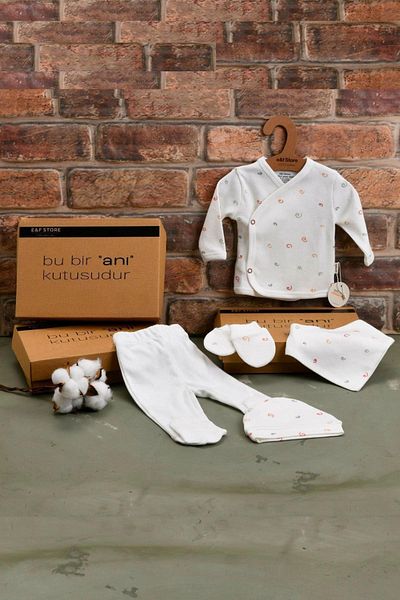 e&f Store 5-Piece Newborn Hospital Discharge Set - Certified and 100% Cotton Fabric - Abstract Pattern