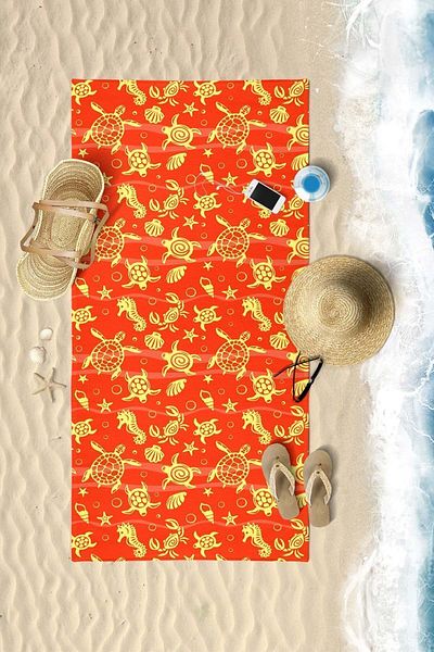 VEVİEN HOME Model Subacvatic Imprimat Digital 75x150 Cm Prosop de Plaja ROSU