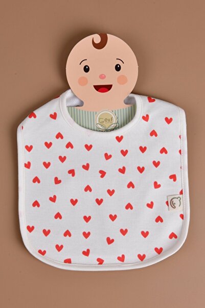 e&f Store Sıvı Geçirmez  Mama Önlüğü - Kalp Desenli