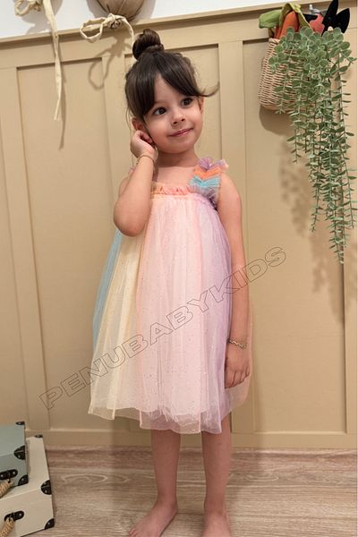 penu baby kids Colorful GliTTer Tulle STrap Dress for Baby Girl