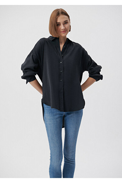 Mavi Lux Touch Siyah Gömlek Loose Fit / Bol Rahat Kesim 122854-35022