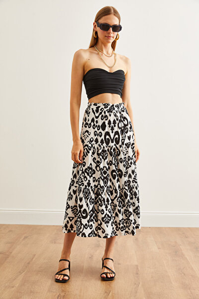 Olalook Біла геометрична довга жіноча спідниця з віскози ETK19000274