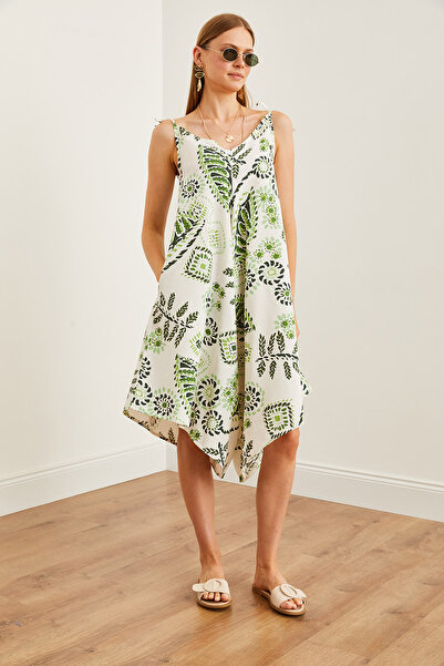 Olalook Green Viscose Women's Jumpsuit - Lace-up and Pocket, Strap Woven TLM- 19000116