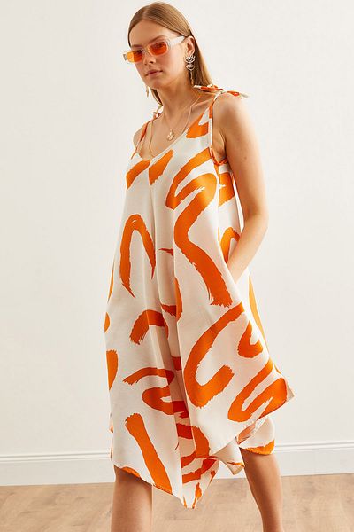 Olalook Jumpsuit aus Viskose in Steinorange – mit Riemen und Tasche TLM-19000116