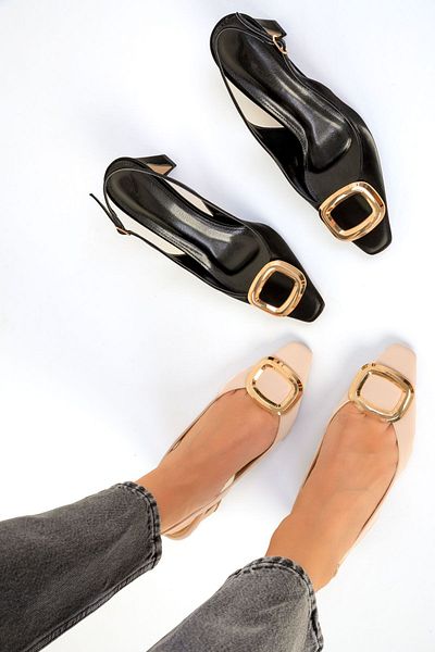 SOHO Beige Classic Heeled Women's Shoes - 19473